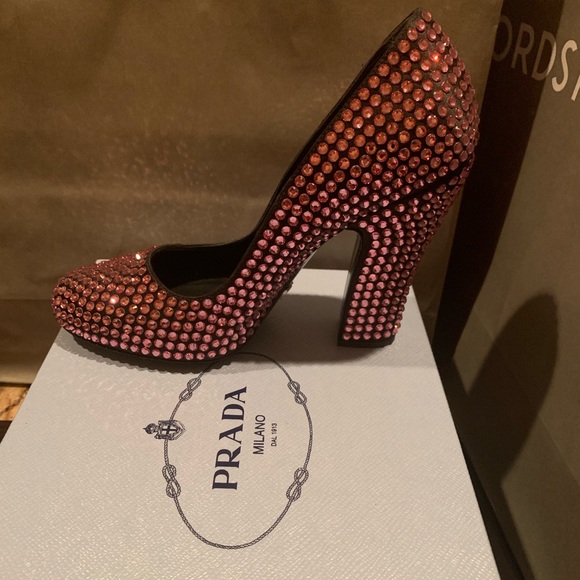 Prada Pink Dazzling Diamond Crystal Heels - Picture 3 of 4